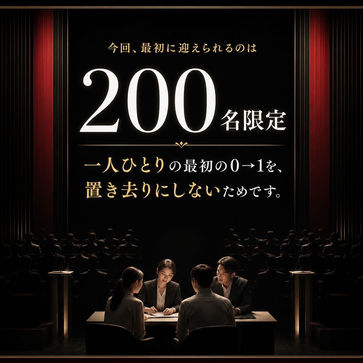 今回最初に迎えられるのは200名限定。一人ひとりの最初の0から1を置き去りにしないため