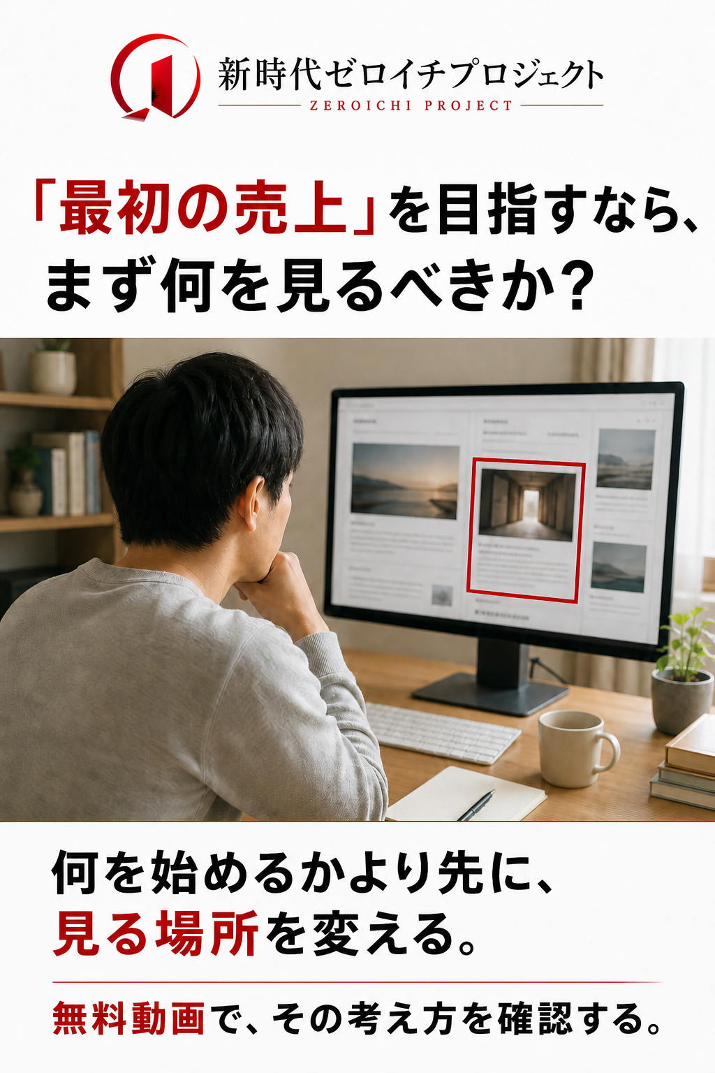 最初の売上を目指すなら、まず何を見るべきか。何を始めるかより先に、見る場所を変える考え方を伝える案。
